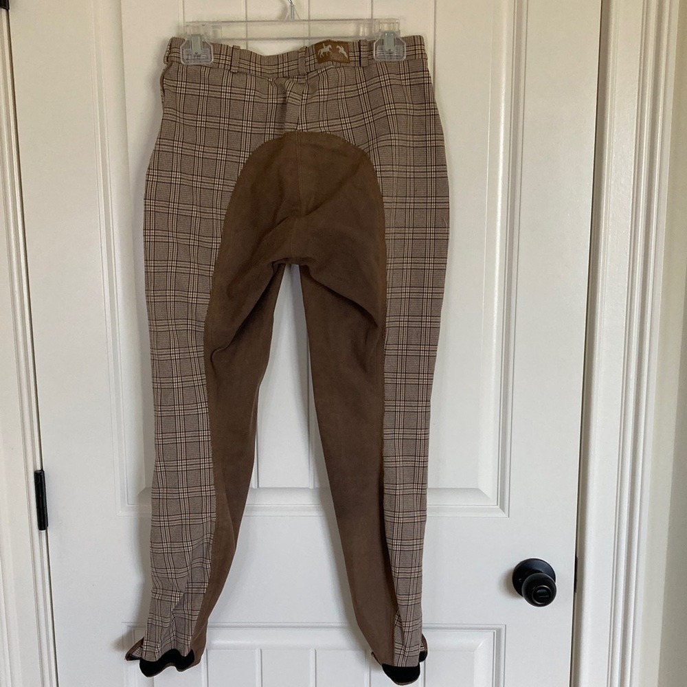 HKM Womens Plaid Brown Equestrian Riding Pants Size US 30 Stretch Classic - Picture 13 of 16